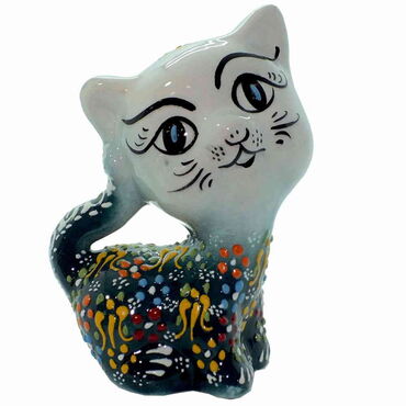 Turkish Ceramic Relief Cat Figurine Big Size - 14