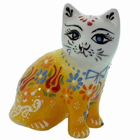 Turkish Ceramic Relief Cat Figurine Big Size - 15