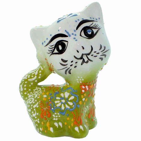 Turkish Ceramic Relief Cat Figurine Big Size - 18