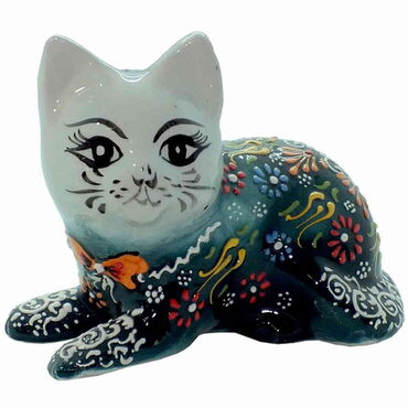 Turkish Ceramic Relief Cat Figurine Big Size - 19