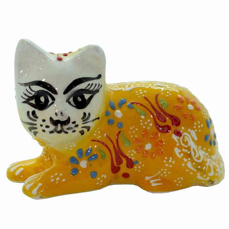 Turkish Ceramic Relief Cat Figurine Big Size - 20