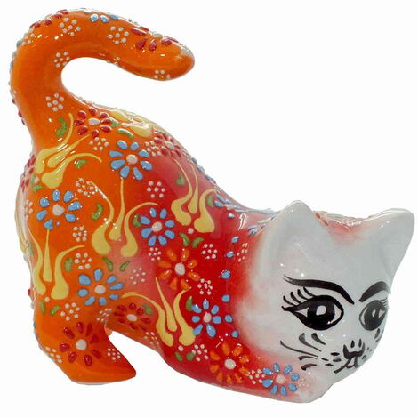 Turkish Ceramic Relief Cat Figurine Big Size - 21