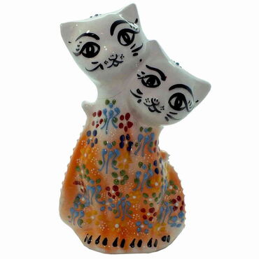 Turkish Ceramic Relief Cat Figurine Big Size - 22