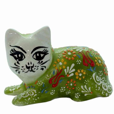 Turkish Ceramic Relief Cat Figurine Big Size - 23