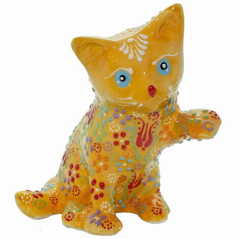 Turkish Ceramic Relief Cat Figurine Big Size - 25