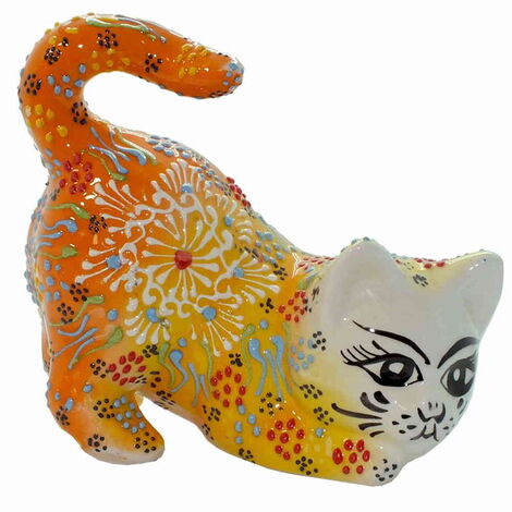 Turkish Ceramic Relief Cat Figurine Big Size - 27