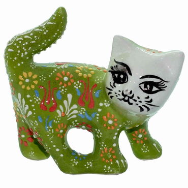 Turkish Ceramic Relief Cat Figurine Big Size - 28