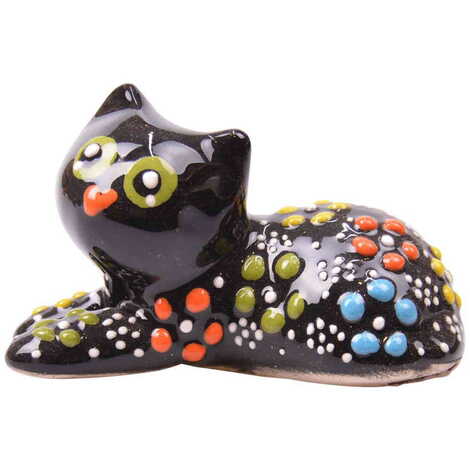 Turkish Ceramic Relief Cat Figurine Small Size - 6