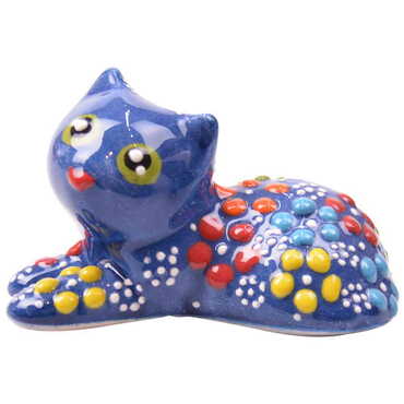 Turkish Ceramic Relief Cat Figurine Small Size - 7