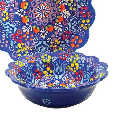 Turkish Ceramic Relief Daisy Bowl 13 cm - 1