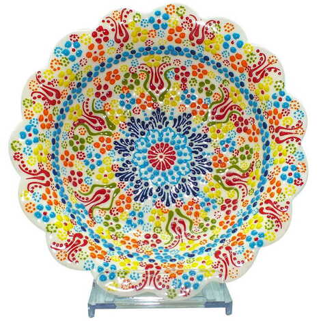 Turkish Ceramic Relief Daisy Bowl 20 cm - 14