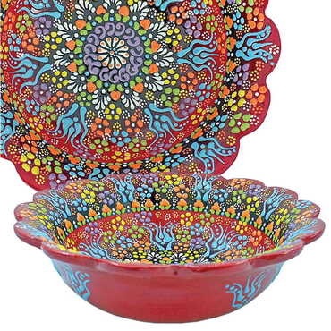 Turkish Ceramic Relief Daisy Bowl 20 cm - Myros