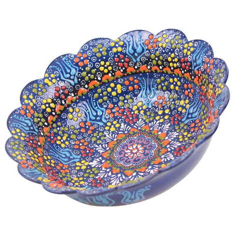 Turkish Ceramic Relief Daisy Bowl 25 cm - 8