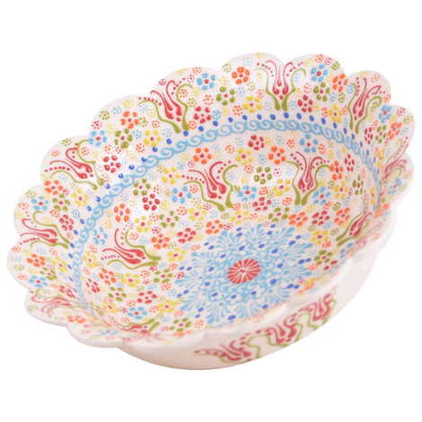 Turkish Ceramic Relief Daisy Bowl 25 cm - 10