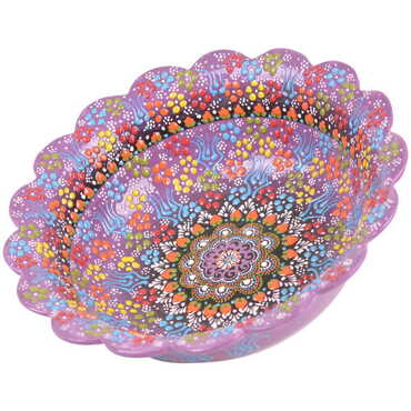 Turkish Ceramic Relief Daisy Bowl 30Cm - 3