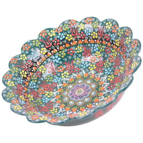 Turkish Ceramic Relief Daisy Bowl 30Cm - 5