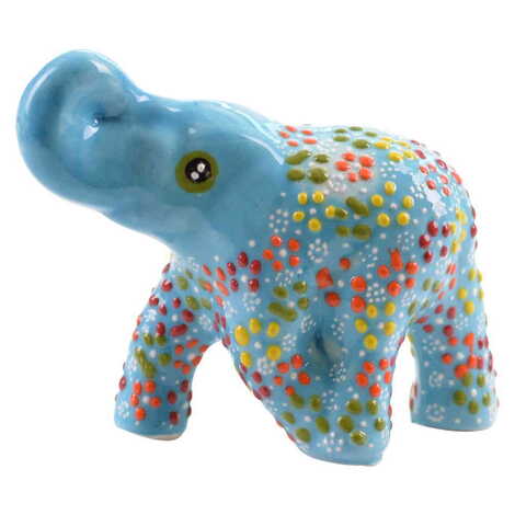 Turkish Ceramic Relief Handpainted Elephant Figurine Medium Size - 3