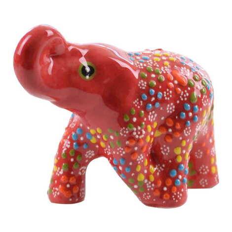 Turkish Ceramic Relief Handpainted Elephant Figurine Medium Size - 4