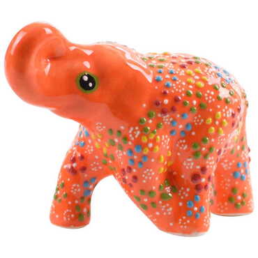 Turkish Ceramic Relief Handpainted Elephant Figurine Medium Size - 5