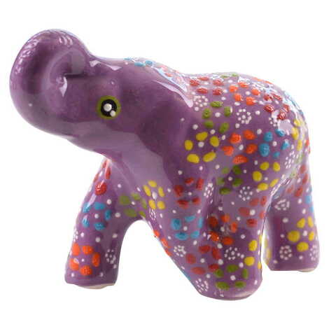 Turkish Ceramic Relief Handpainted Elephant Figurine Medium Size - 6