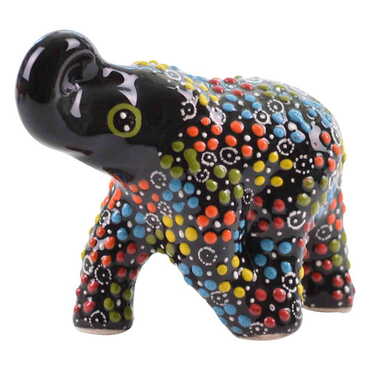 Turkish Ceramic Relief Handpainted Elephant Figurine Medium Size - 7