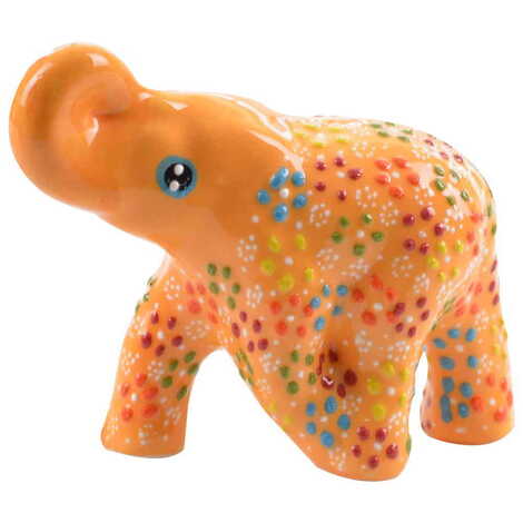 Turkish Ceramic Relief Handpainted Elephant Figurine Medium Size - 11