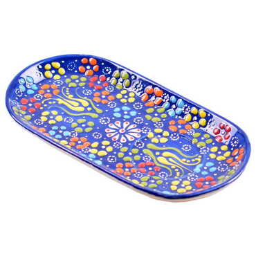 Turkish Ceramic Relief Oval Serving Tray - 4