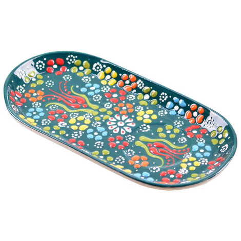 Turkish Ceramic Relief Oval Serving Tray - 5