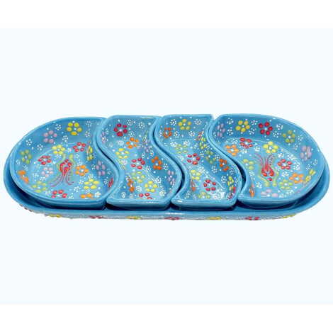 Turkish Ceramic Relief Platter Serving Set of 4 Pcs - 3