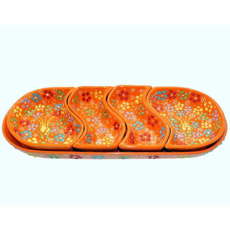 Turkish Ceramic Relief Platter Serving Set of 4 Pcs - 5