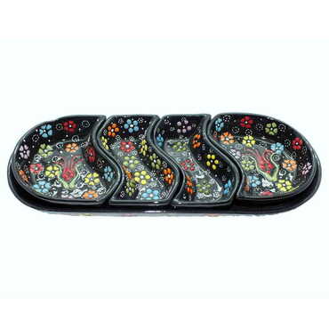 Turkish Ceramic Relief Platter Serving Set of 4 Pcs - 7