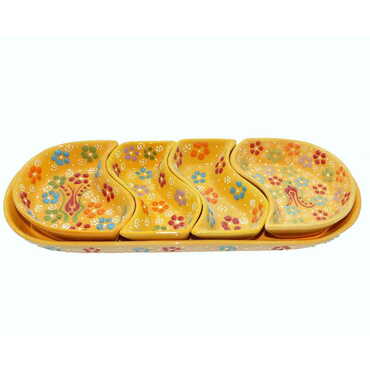 Turkish Ceramic Relief Platter Serving Set of 4 Pcs - 11