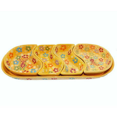 Turkish Ceramic Relief Platter Serving Set of 4 Pcs - 11