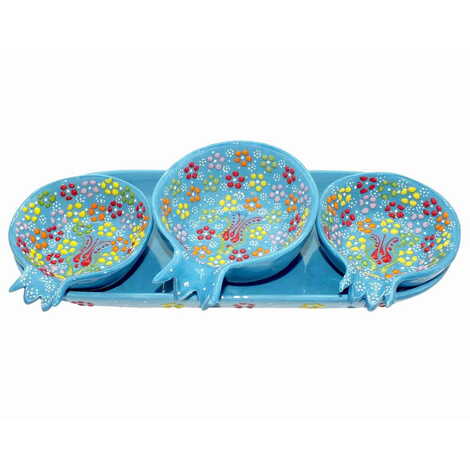 Turkish Ceramic Relief Pomegranate Appetizer Set 3 Pcs - 3