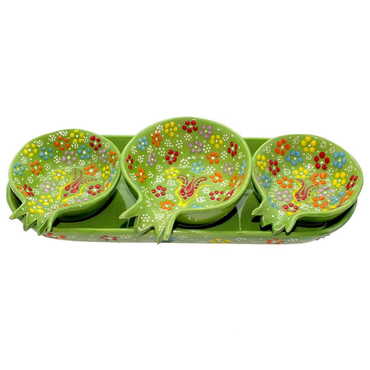 Turkish Ceramic Relief Pomegranate Appetizer Set 3 Pcs - 6