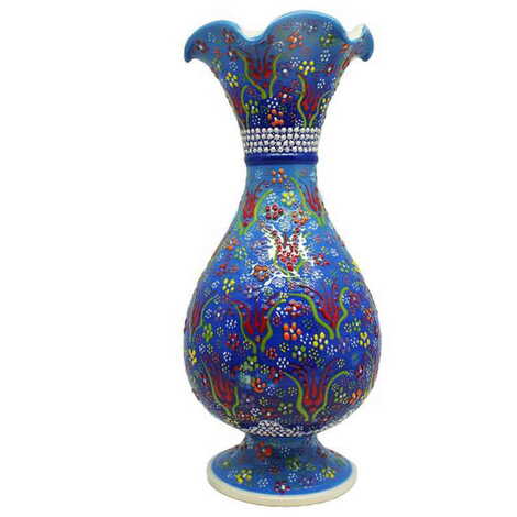 Turkish Ceramic Relief Screwed Vase 30 Cm - 4