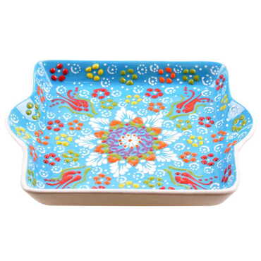 Turkish Ceramic Relief Square Serving Tray - 4