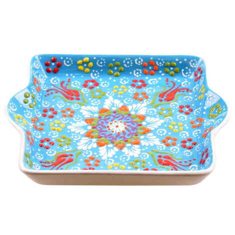 Turkish Ceramic Relief Square Serving Tray - 4