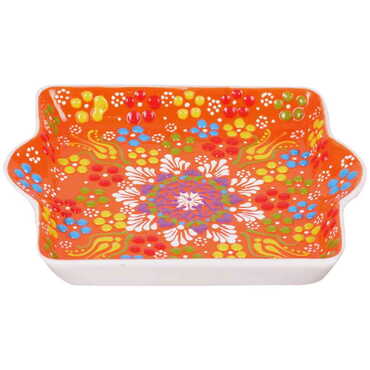 Turkish Ceramic Relief Square Serving Tray - 6