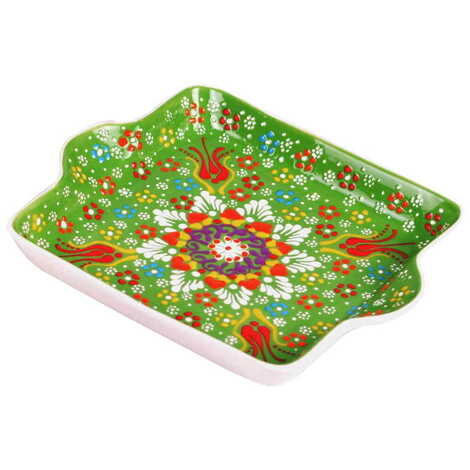 Turkish Ceramic Relief Square Serving Tray - 9