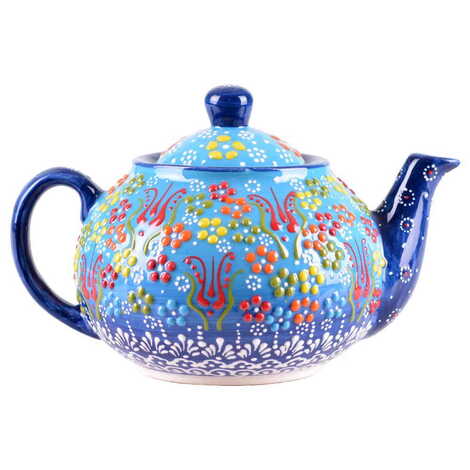 Turkish Ceramic Relief Tea Pot Medium Size - 3