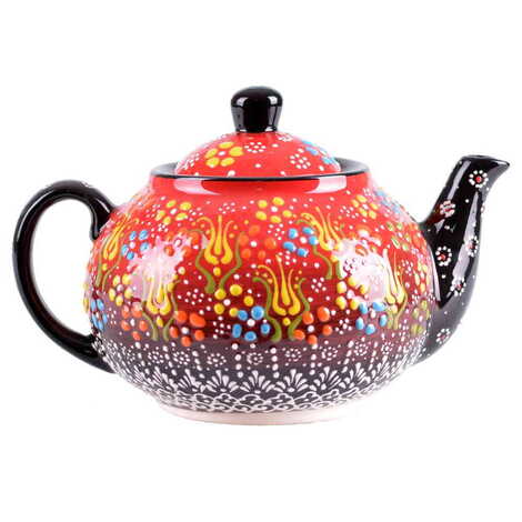 Turkish Ceramic Relief Tea Pot Medium Size - 4