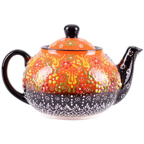 Turkish Ceramic Relief Tea Pot Medium Size - 5