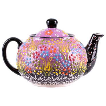 Turkish Ceramic Relief Tea Pot Medium Size - 6