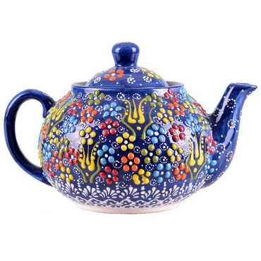 Turkish Ceramic Relief Tea Pot Medium Size - 7