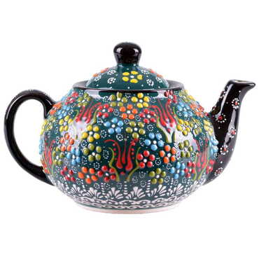 Turkish Ceramic Relief Tea Pot Medium Size - 9