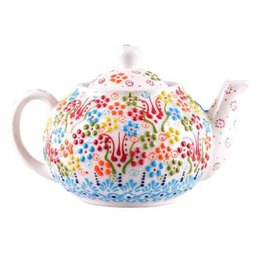 Turkish Ceramic Relief Tea Pot Medium Size - 11