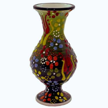 Turkish Ceramic Relief Vase 10 Cm - 7