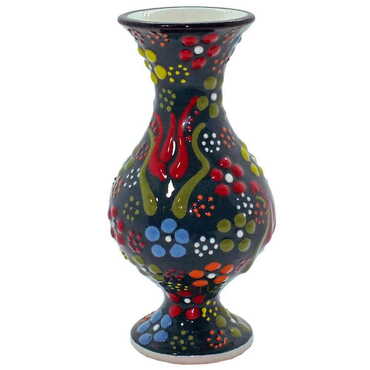 Turkish Ceramic Relief Vase 10 Cm - 8