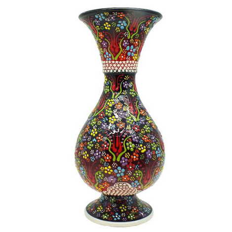 Turkish Ceramic Relief Vase 20 Cm - 1